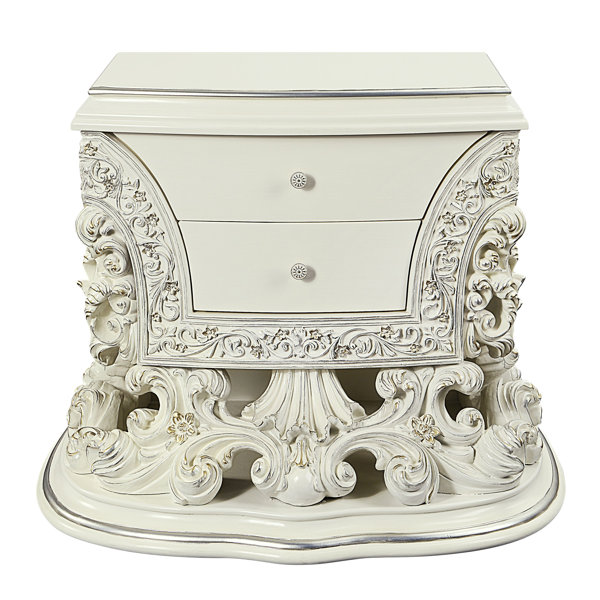 Plethoria Seville Antique White Nightstand With 2 Drawer Wayfair   Seville Antique White Nightstand With 2 Drawer 